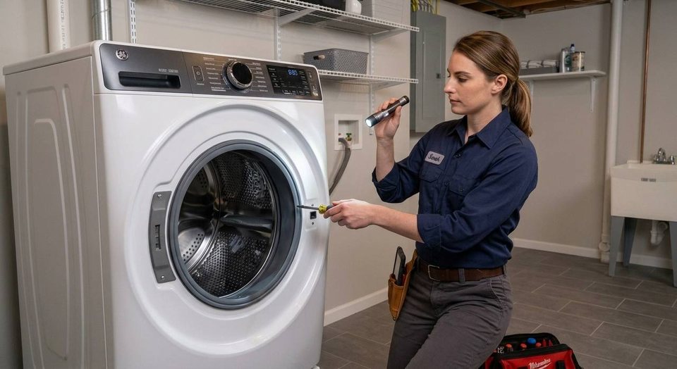 Flashlight diagnosis on a front-load washer