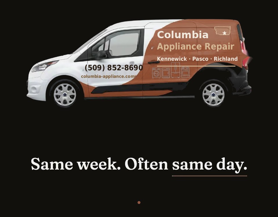 Columbia Appliance Repair van — Kennewick, Tri-Cities WA